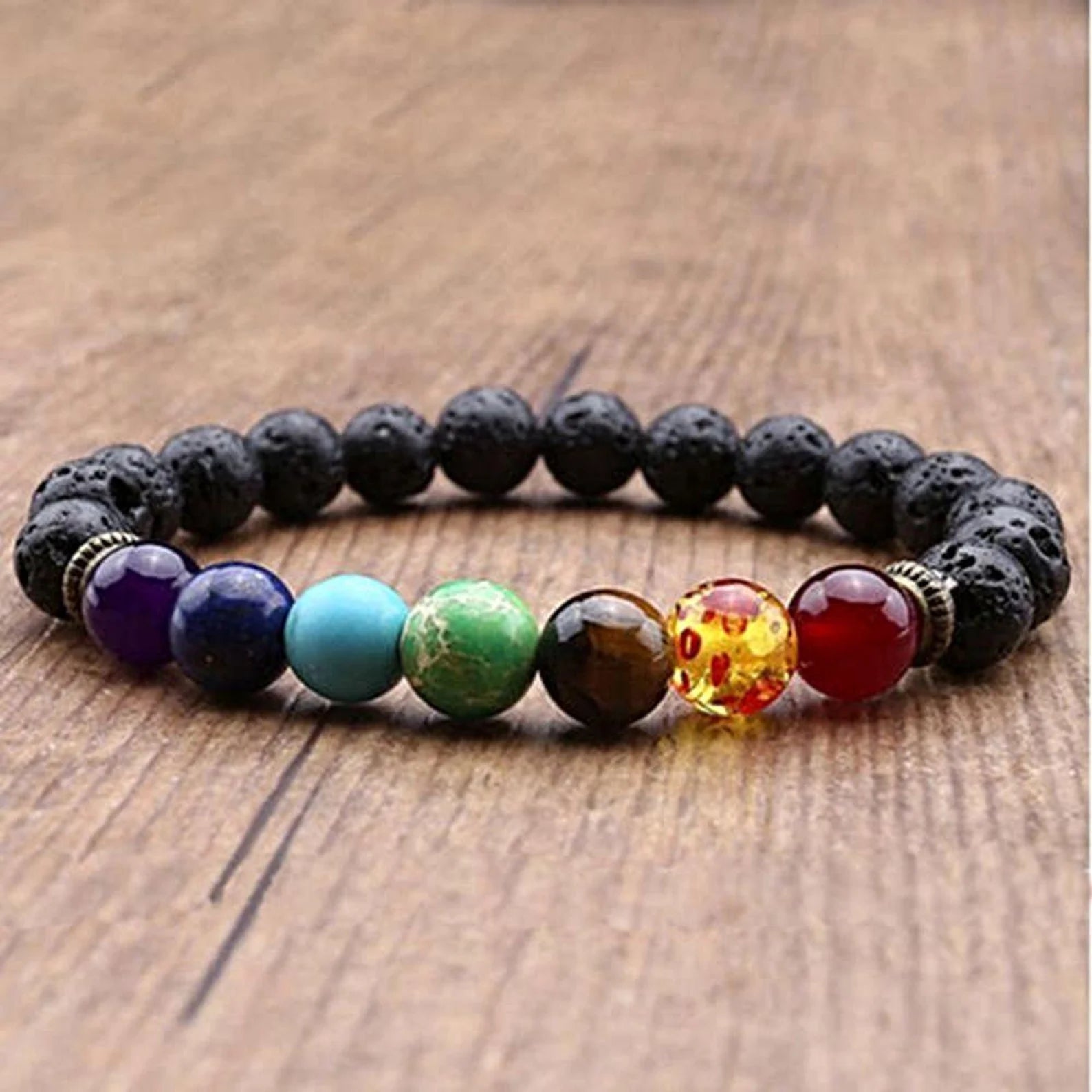 Beaded Lava Stone Bracelet