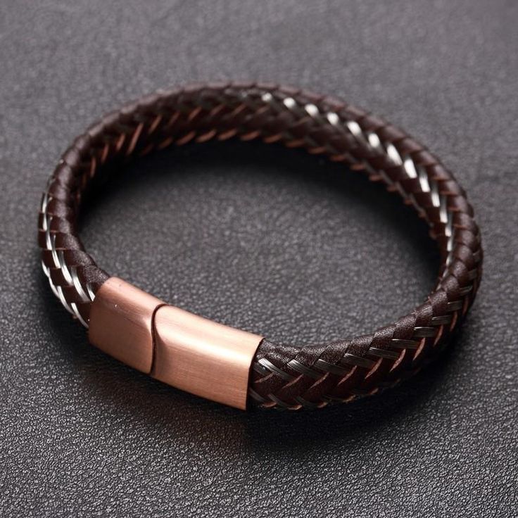 Leather Bracelet with Metal Clasp