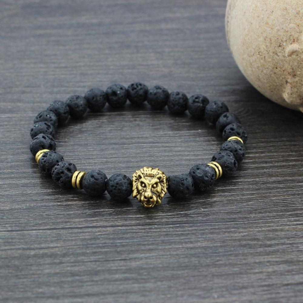 Beaded Lava Stone Bracelet